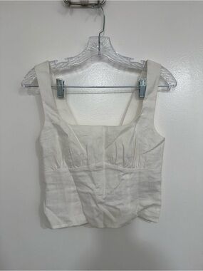 Reformation Linen Cream Square-Neck Tank Top